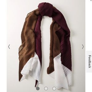 White House Black Market Color-Block Pleated Oblong Scarf whisky plum ecru NWT